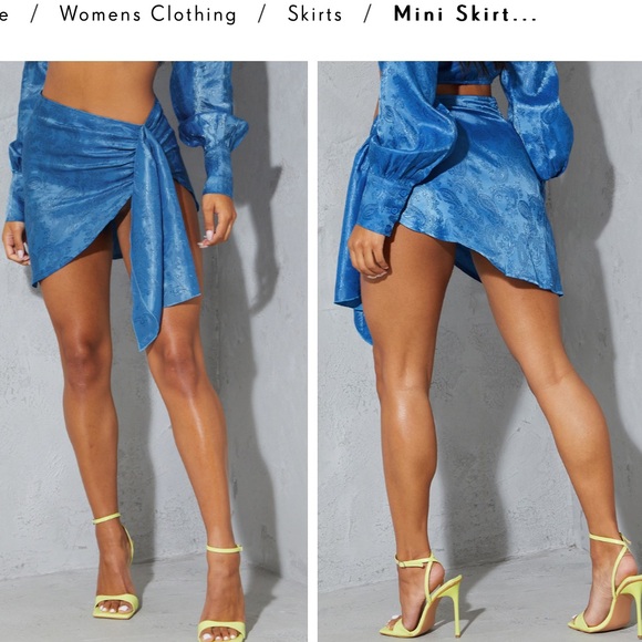 NWT PLT Blue side tie skirt - Picture 6 of 11